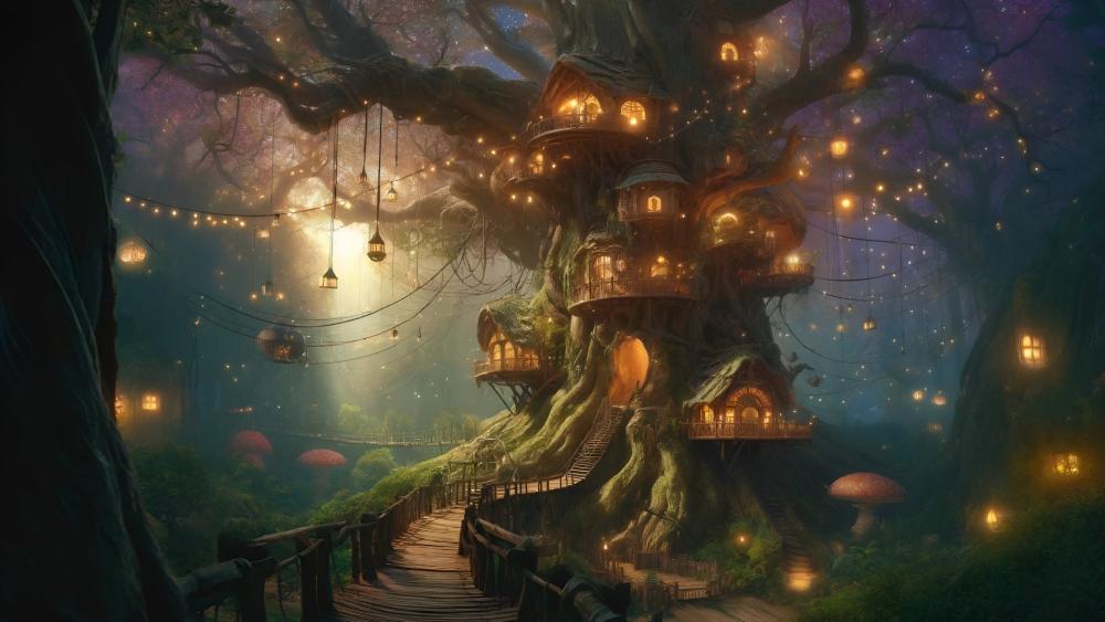 Fantasy Tree House wallpaper