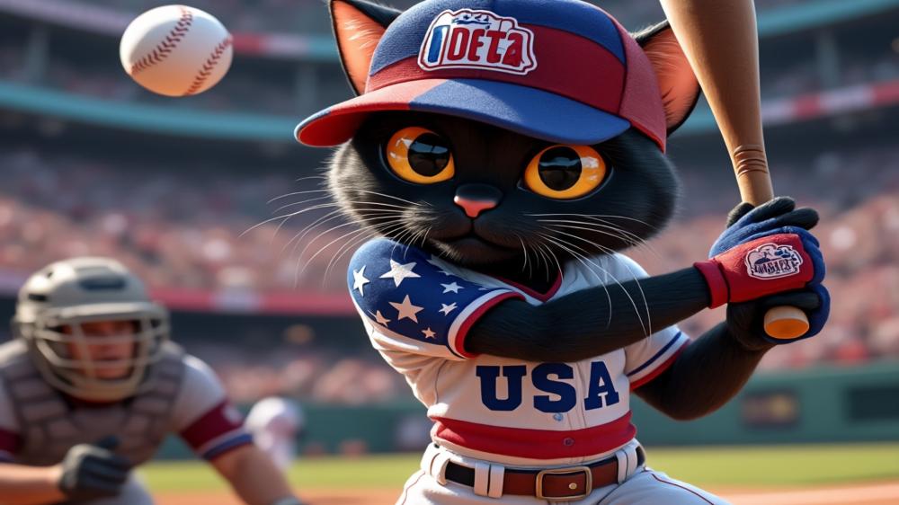 Black Cat Hits a Home Run at the Ballpark wallpaper