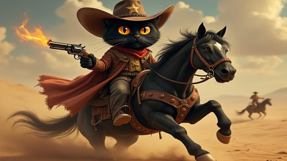 Black Cat Sheriff in a Wild West Adventure! wallpaper