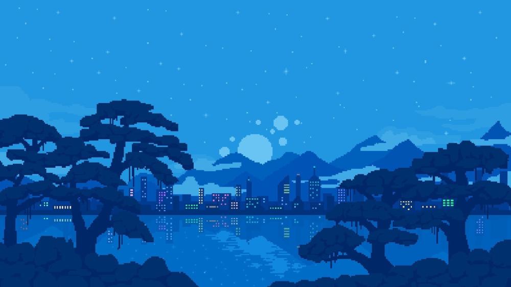 Enchanted Night Pixelscape wallpaper