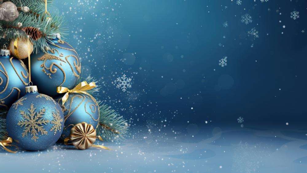 Blue Christmas Elegance in AI Art wallpaper