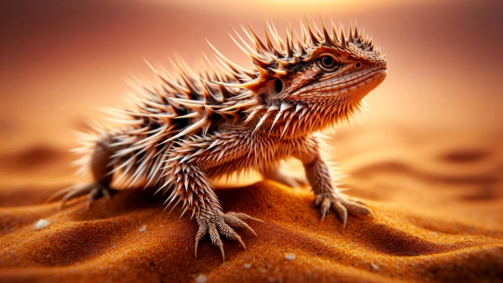 Desert lizard on the sand surface wallpaper