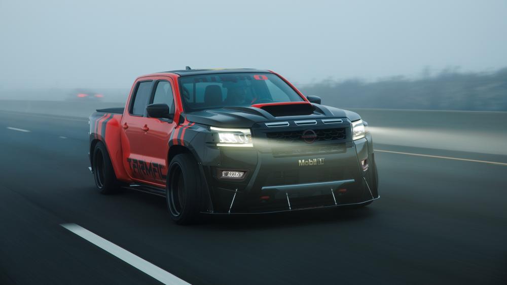 Nissan Frontier in Action on a Misty Road wallpaper