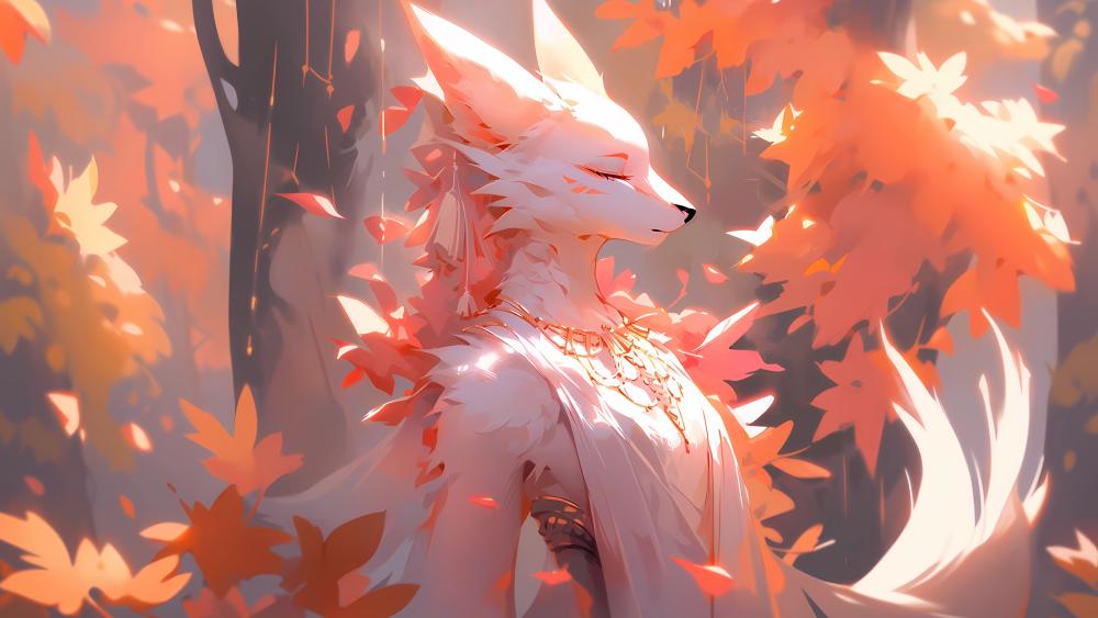 Serene Fox Spirit in Autumn Bliss wallpaper