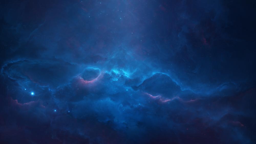 Cosmic Serenity in a Celestial Blue Veil wallpaper