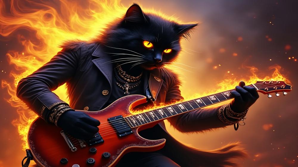 Rockin' Feline Blaze wallpaper