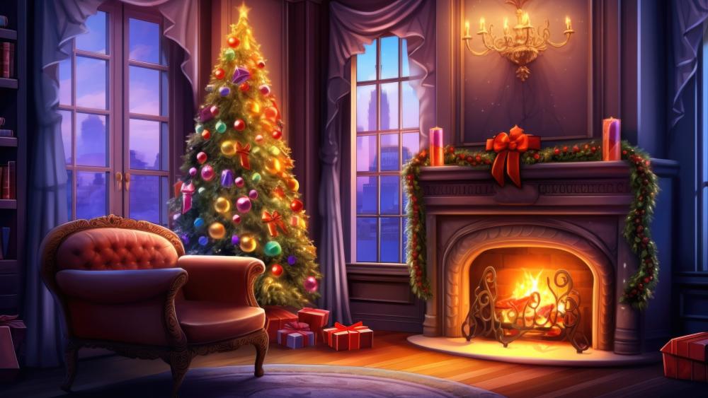 Christmas Eve Serenity in AI Art wallpaper