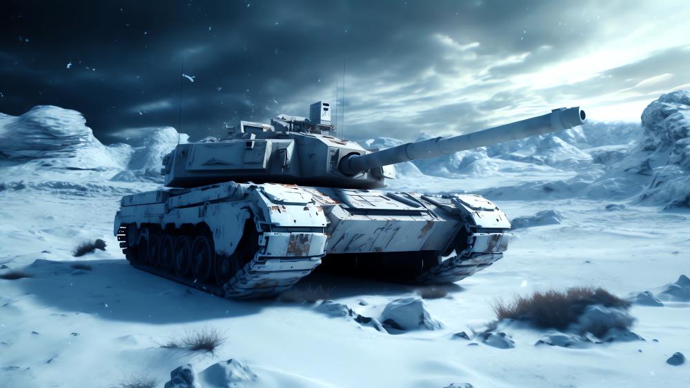 Snowbound Sentinel in a Frozen Battlefield wallpaper