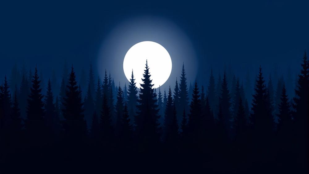 Moonlit Serenity in the Forest wallpaper