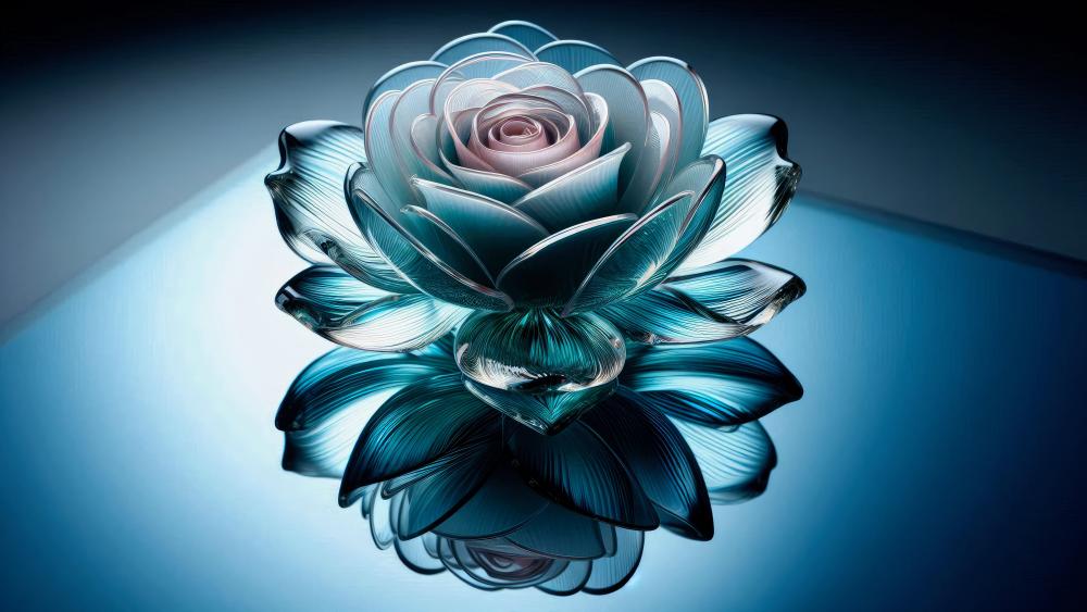 A glass rose on a reflective surface wallpaper