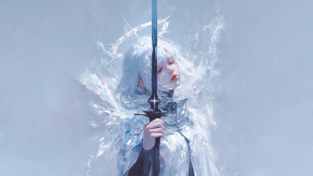 Ethereal Swordswoman 8K Anime Art wallpaper