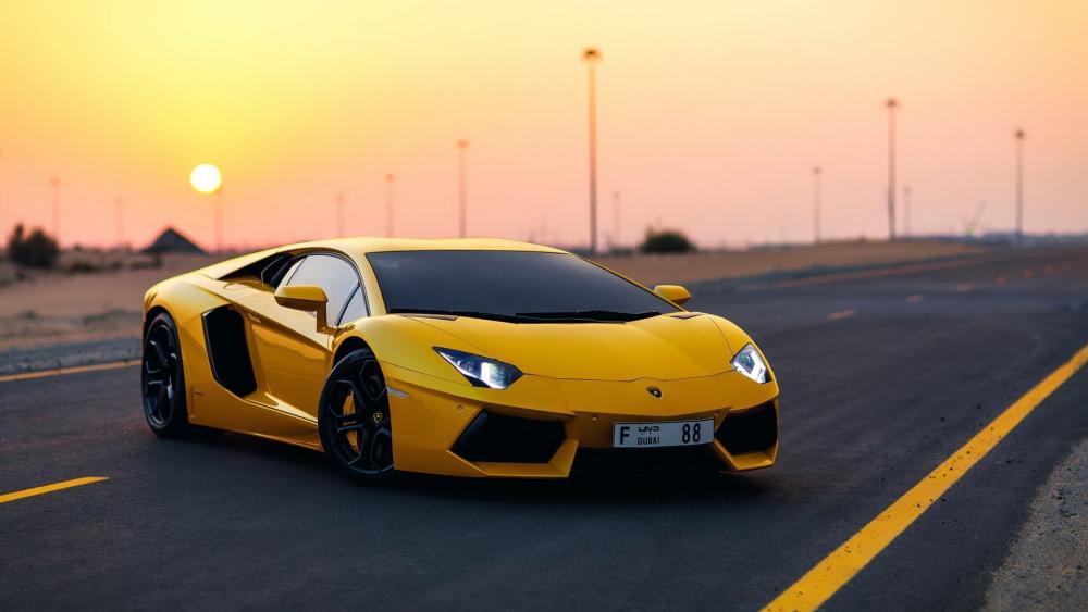 Lamborghini Aventador at Sunset wallpaper