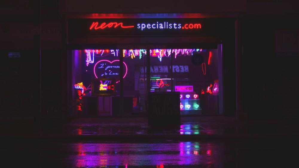 Neon Dreams in the City Night wallpaper