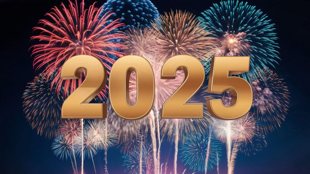 Celebrating 2025 with Vibrant Fireworks Display wallpaper