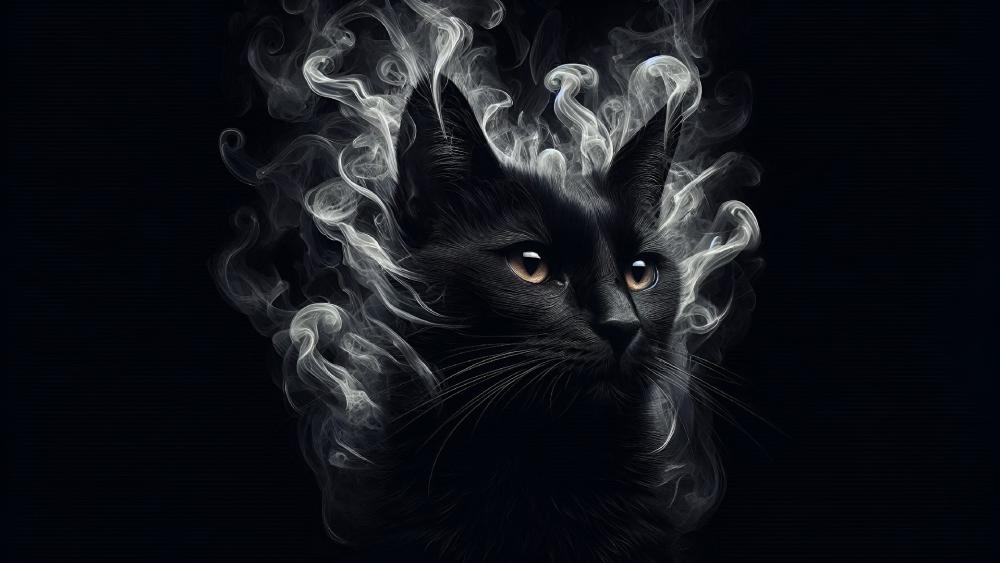 The Mysterious Smoke Cat wallpaper