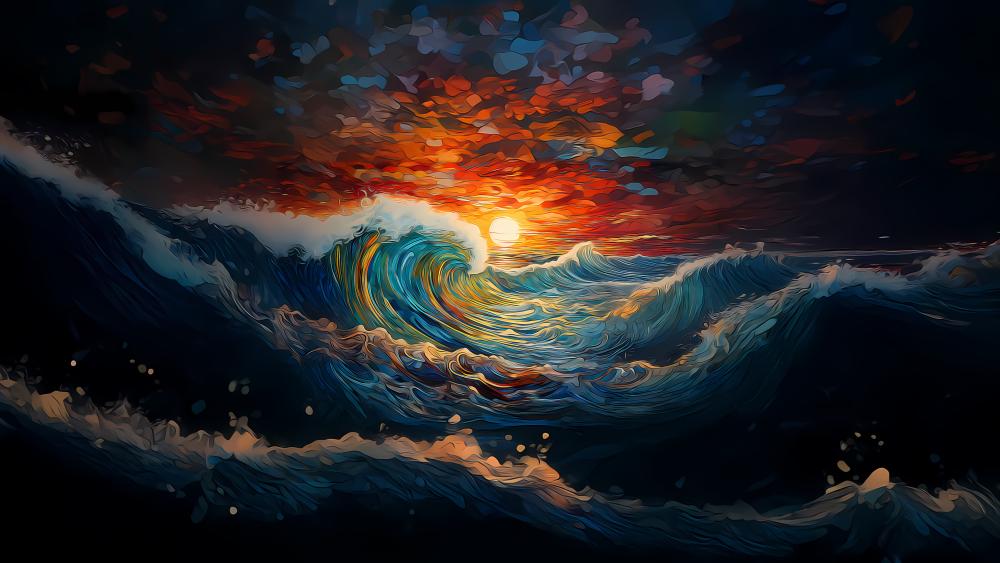 Ethereal Waves at Sunset wallpaper