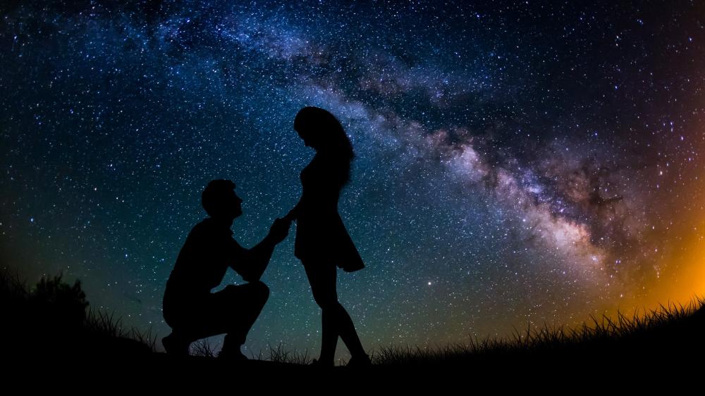 Underneath a Starry Proposal Sky wallpaper