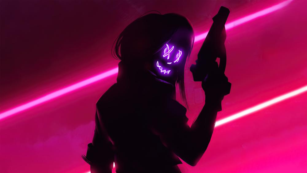 Cyberpunk Neon Warrior wallpaper