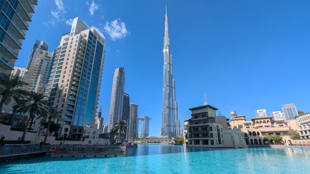 Burj Khalifa and Poolside Serenity wallpaper