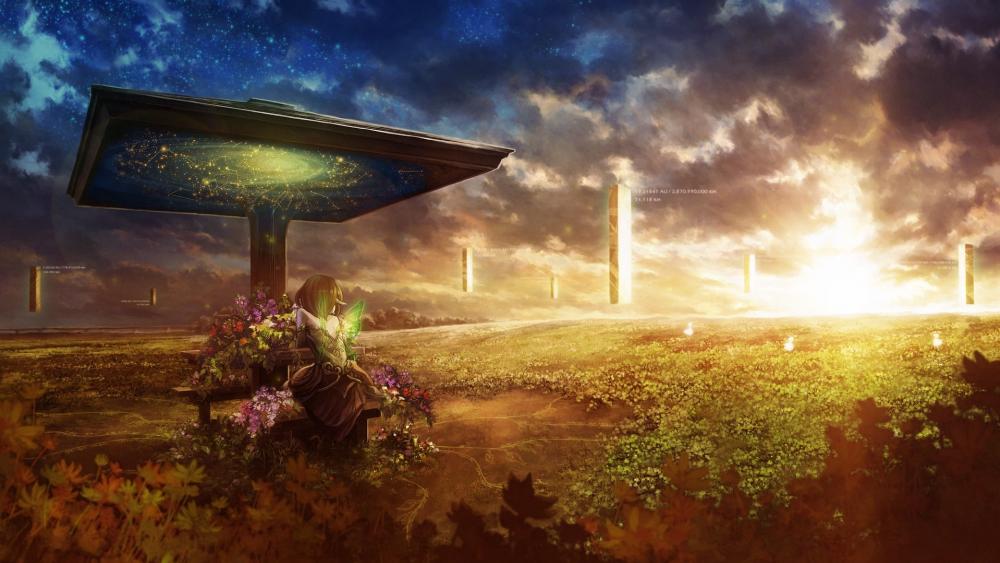 Futuristic Landscape with Anime Flair wallpaper