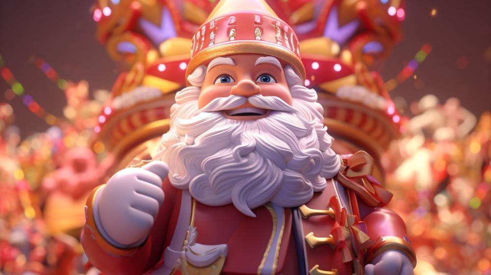 Festive Cheer with 3D Santa Claus wallpaper