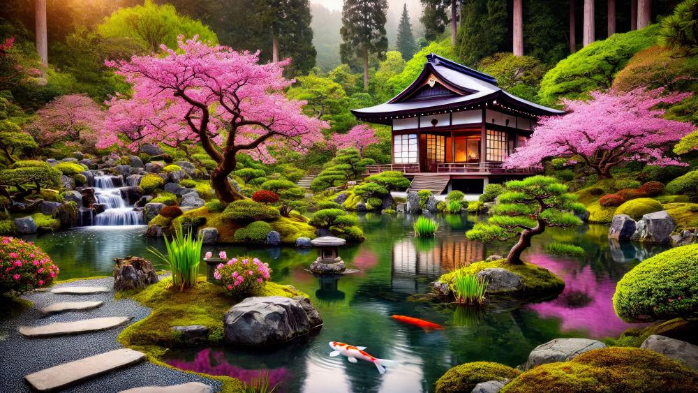 Traditional Japanese garden  wallpaper