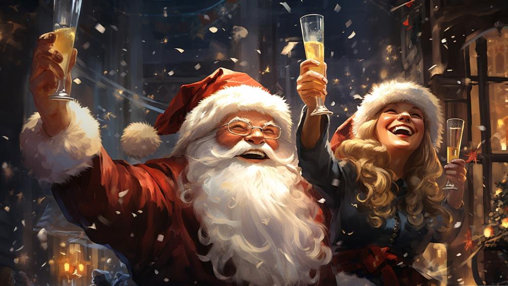 Festive Cheers with Santa and Mrs. Claus! wallpaper