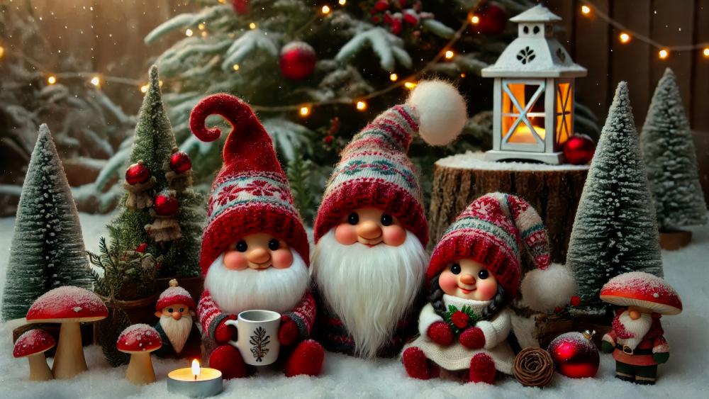 Gnome Christmas in the Garden wallpaper