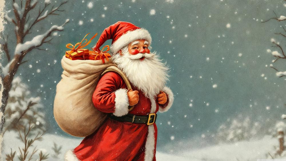 Magic of Vintage Christmas with Santa Claus wallpaper