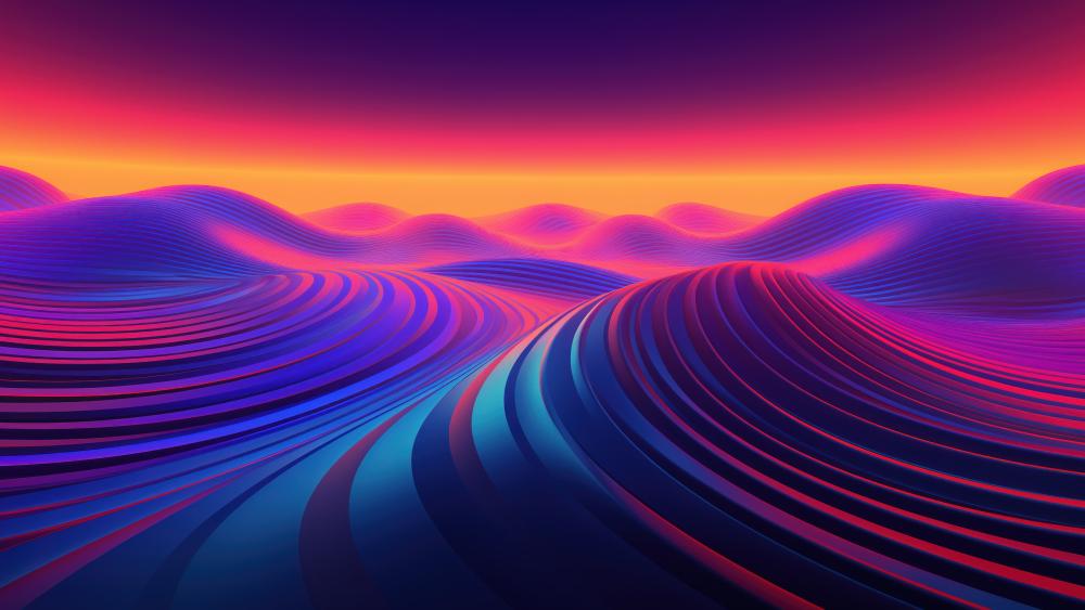 Neon Dunes Glow in Abstract Landscape wallpaper