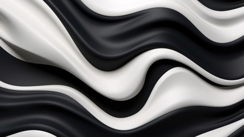 Wavy Monochrome Elegance in 3D Rendering wallpaper