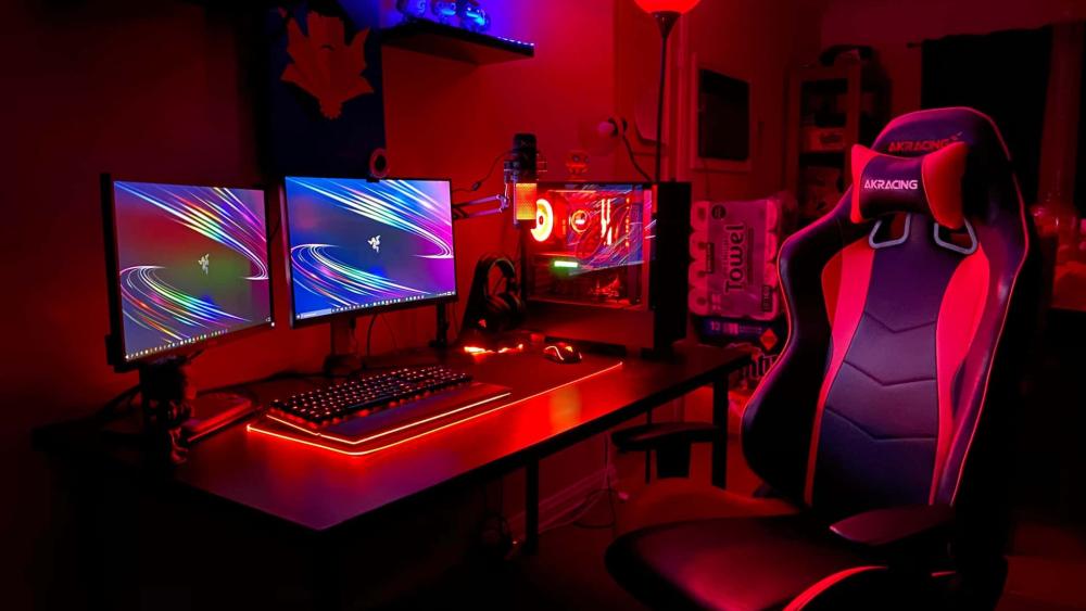 Red Lit Gamer Sanctuary wallpaper