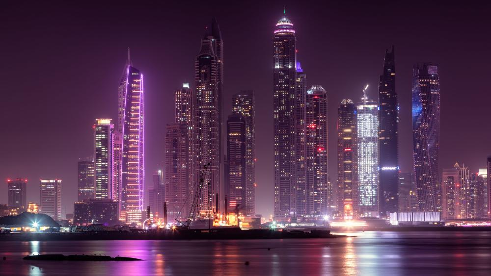 Purple Hues Over Dubai's Majestic Skyline wallpaper