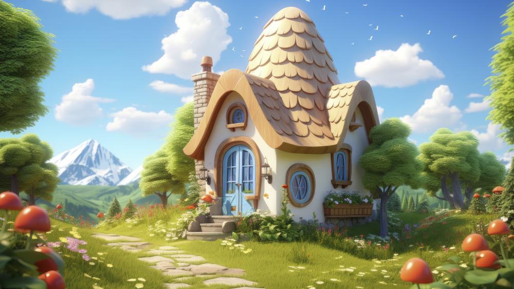 Whimsical Cottage Dreamscape Artistry 5K Fantasy Wallpaper 5k Art Magic Serenity Enchantment Fantasy House wallpaper