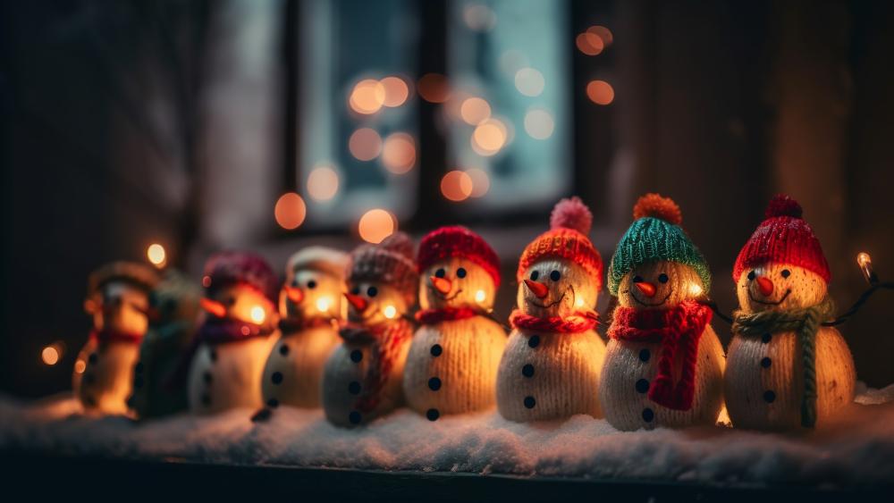 Festive Snowman Lights for a Merry Holiday Mood wallpaper