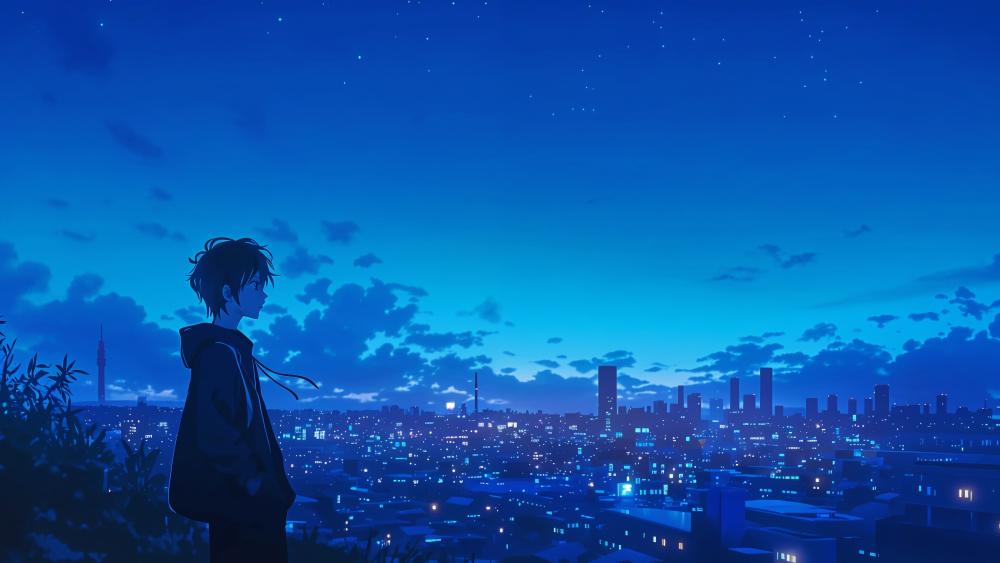 Anime Cityscape Dreams at Dusk wallpaper