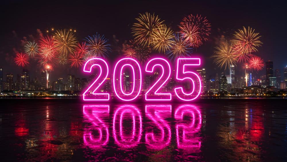 Neon Splendor Welcomes 2025 Celebration wallpaper