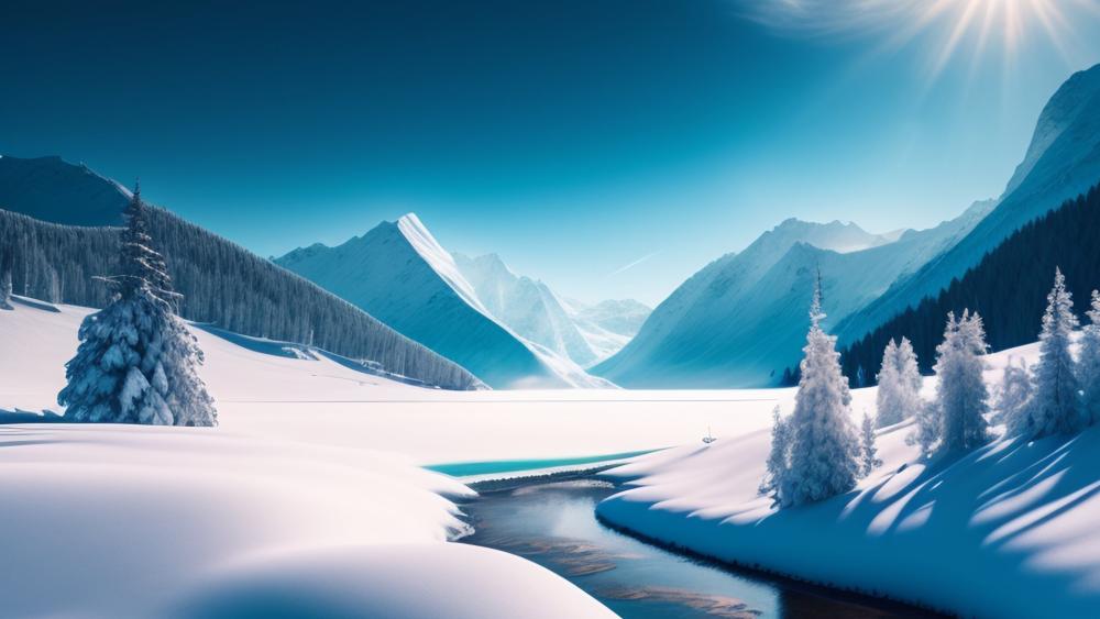 Winter's Serene Beauty in Blue wallpaper