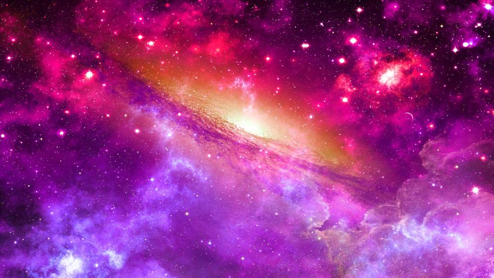 Mystical Pink Galaxy in the Universe's Embrace wallpaper