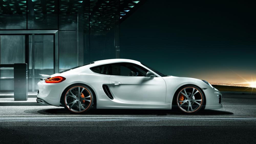 Porsche Cayman Under City Lights wallpaper