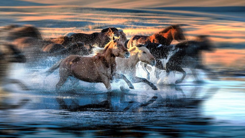 Galloping Freedom in Blur and Motion wallpaper