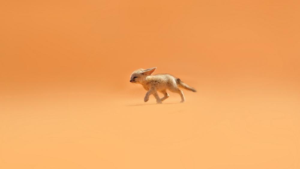 Playful Fennec Fox in Desert Sands wallpaper