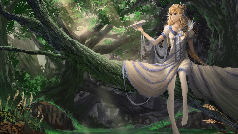 Enchanted Woodland Journey with Paper Planes wallpaper