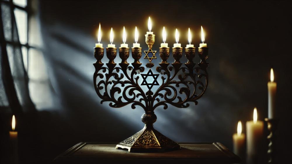 Hanukkah Radiance Illuminates the Night wallpaper