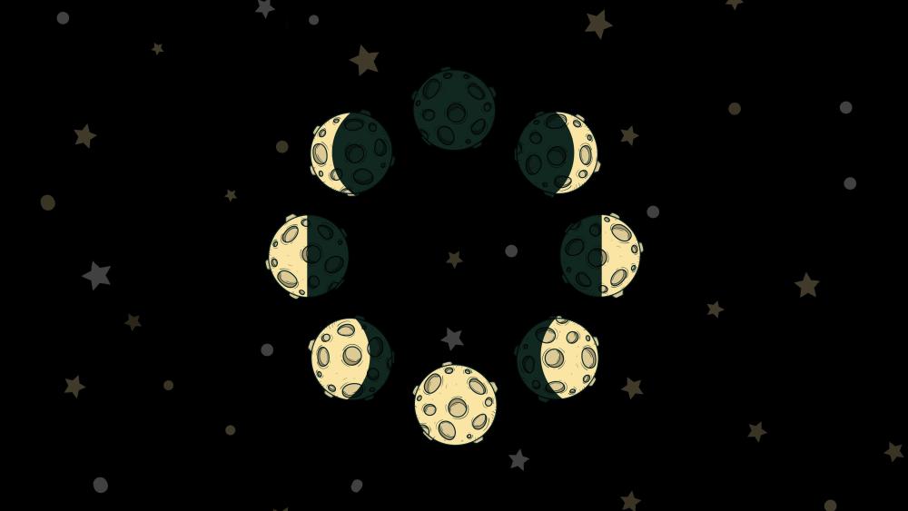 Phases of the Moon in Space Artistry wallpaper