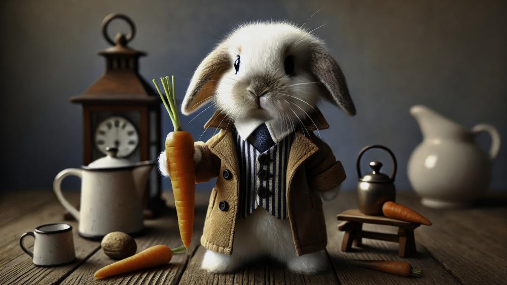 Smart Rabbit with a Carrot  wallpaper