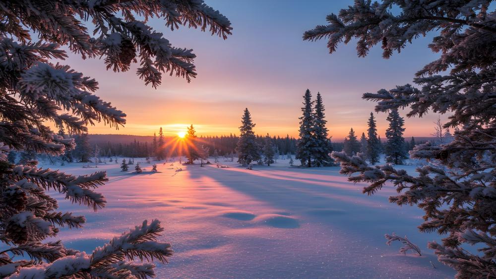 Sunset in the Snow wallpaper