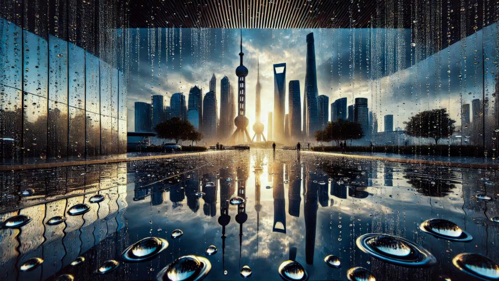 Futuristic cityscape on a morning  wallpaper