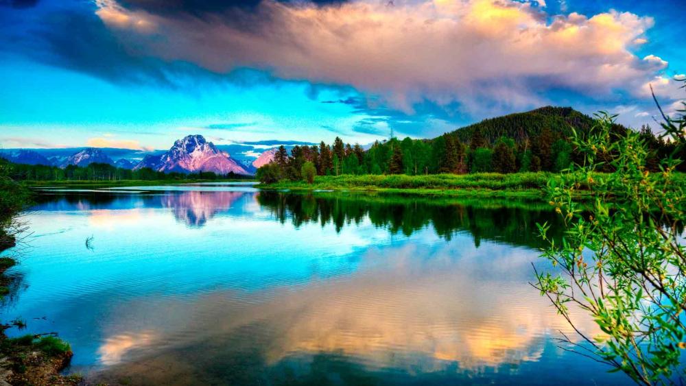 Grand Teton's Majestic Reflection in Nature's Mirror wallpaper