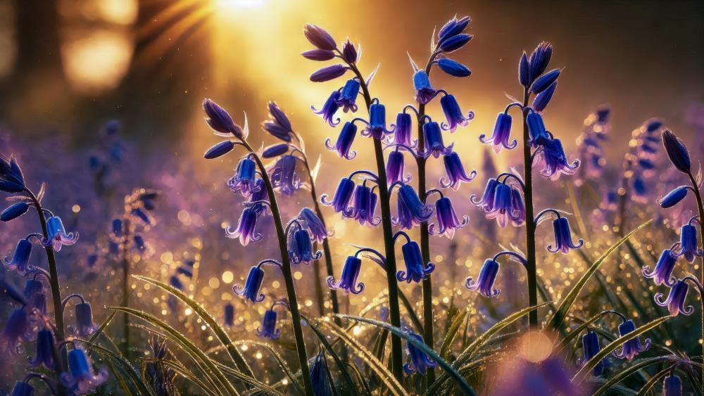 Bluebell flowers on a morning wallpaper